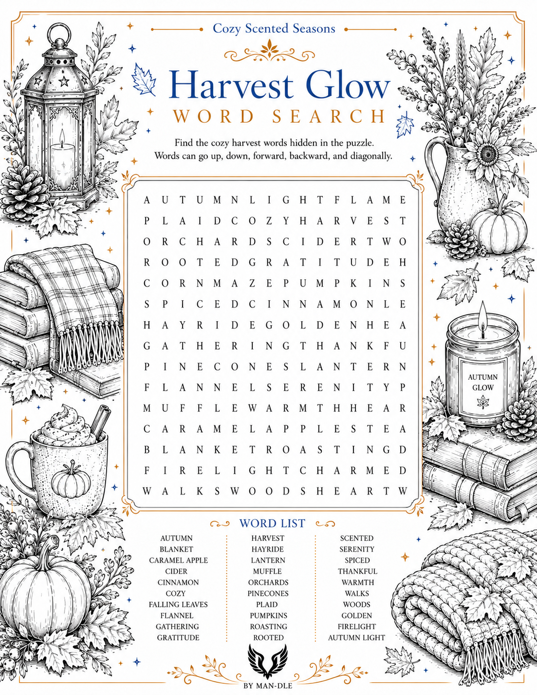 Cozy Scented Seasons: Word Searches, Coloring & Calm Reflection